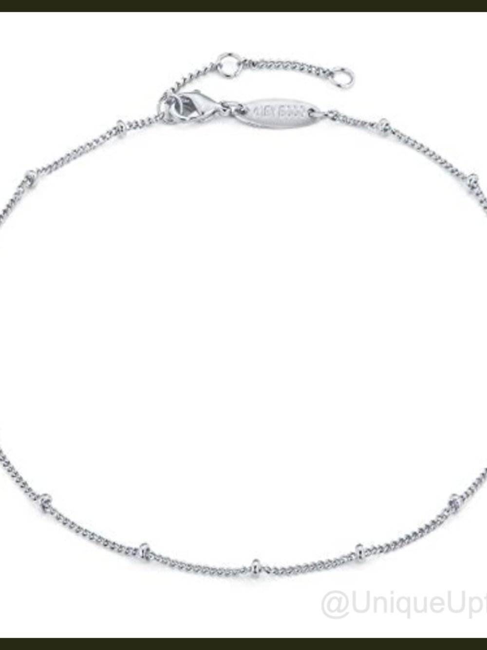 Dainty Chain Anklet Silver Plated Brass Beaded Charm Style